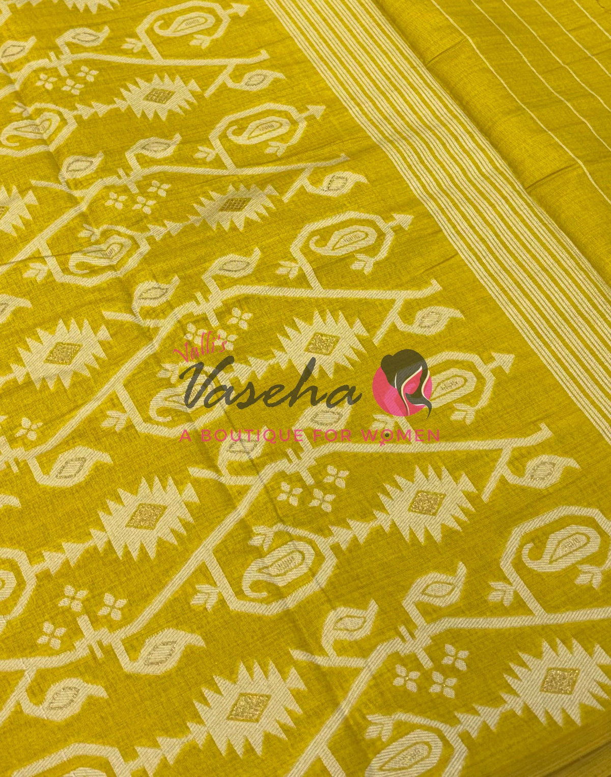 Semi Gicha Tussar Silk - Lemon Green Shade - VVGTS002