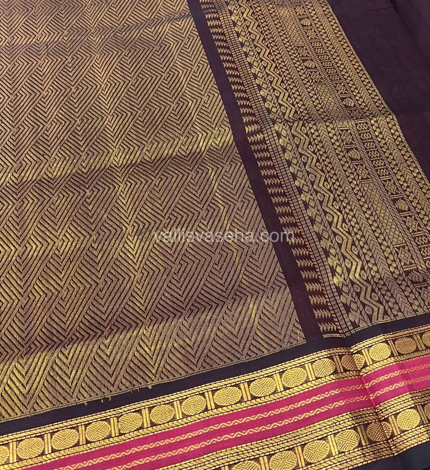 Pure Korvai Silk Cotton Saree - Off White with Brown Shade - VVKSC004