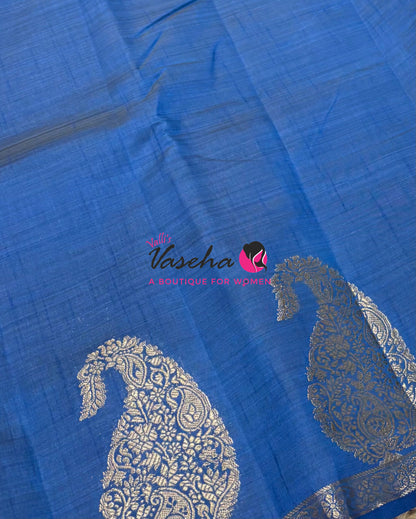 Semi Tussar Silk - Small Mango - Ramar Blue  Shade - VVSTS002