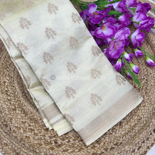 Semi Tussar Silk Saree -  White Shade - VVSTS009