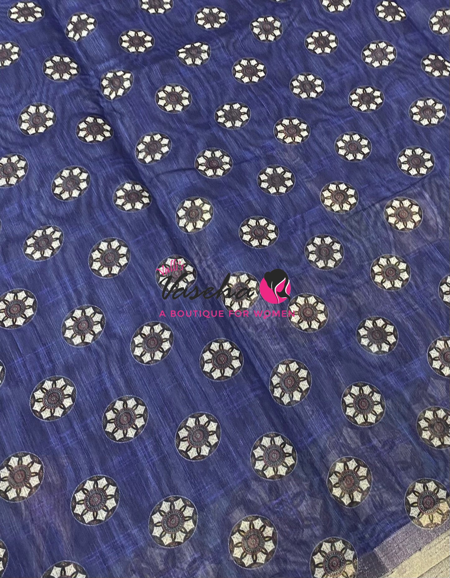 Semi Chanderi Saree - Blue Shade - VVSCS008