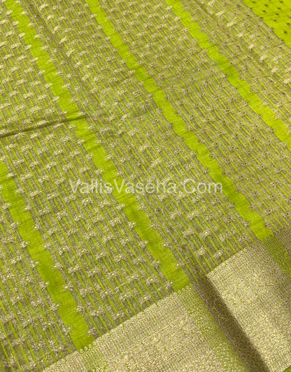 Semi Tussar Silk  - Lemon green Shade- VVSTS015