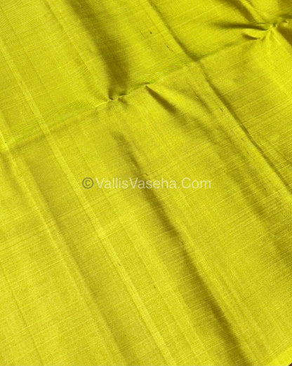 Pure Soft Silk Saree - Dupion Weaving - Wine  & Lemon Green Shade - VVPSS065