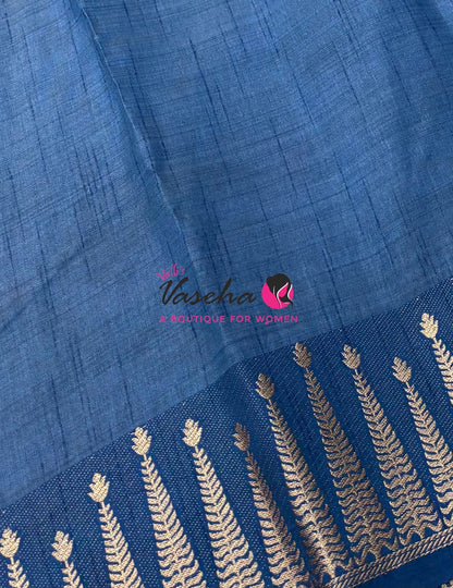 Semi Tussar Silk Saree | Blue Shade |VVSTS050
