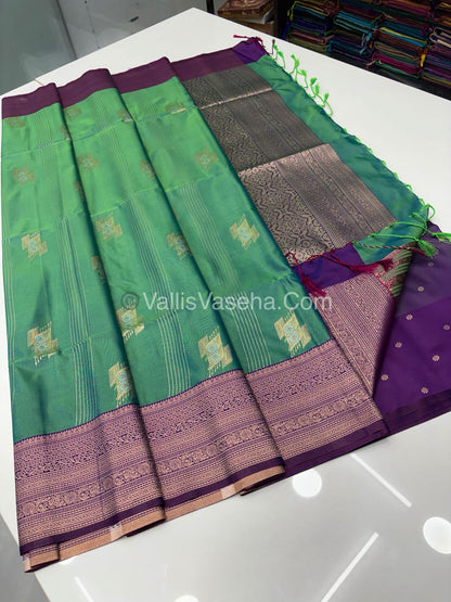 Semi Soft Silk - Sea Green With Purple Shade -VVSSS032 - 6