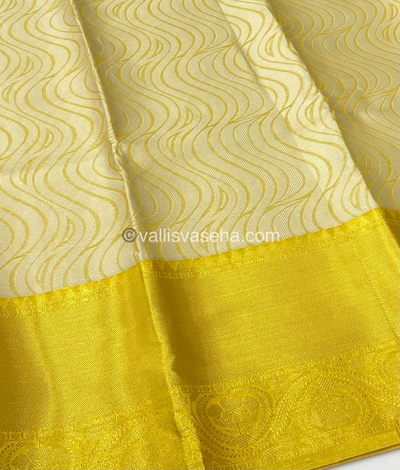 Semi Bridal Tissue Saree - Cream & Golden Yellow Combo - VVSBT002