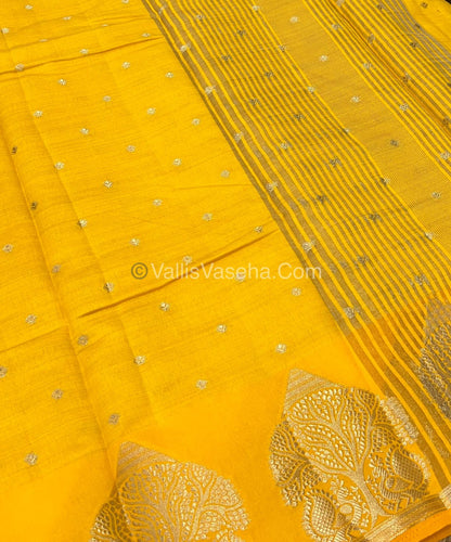 Semi Tussar Silk Saree - Yellow Shade - VVSTS036