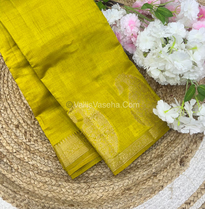 Semi Tussar Silk - Small Mango - Lemon Green Shade - 1 - VVSTS002