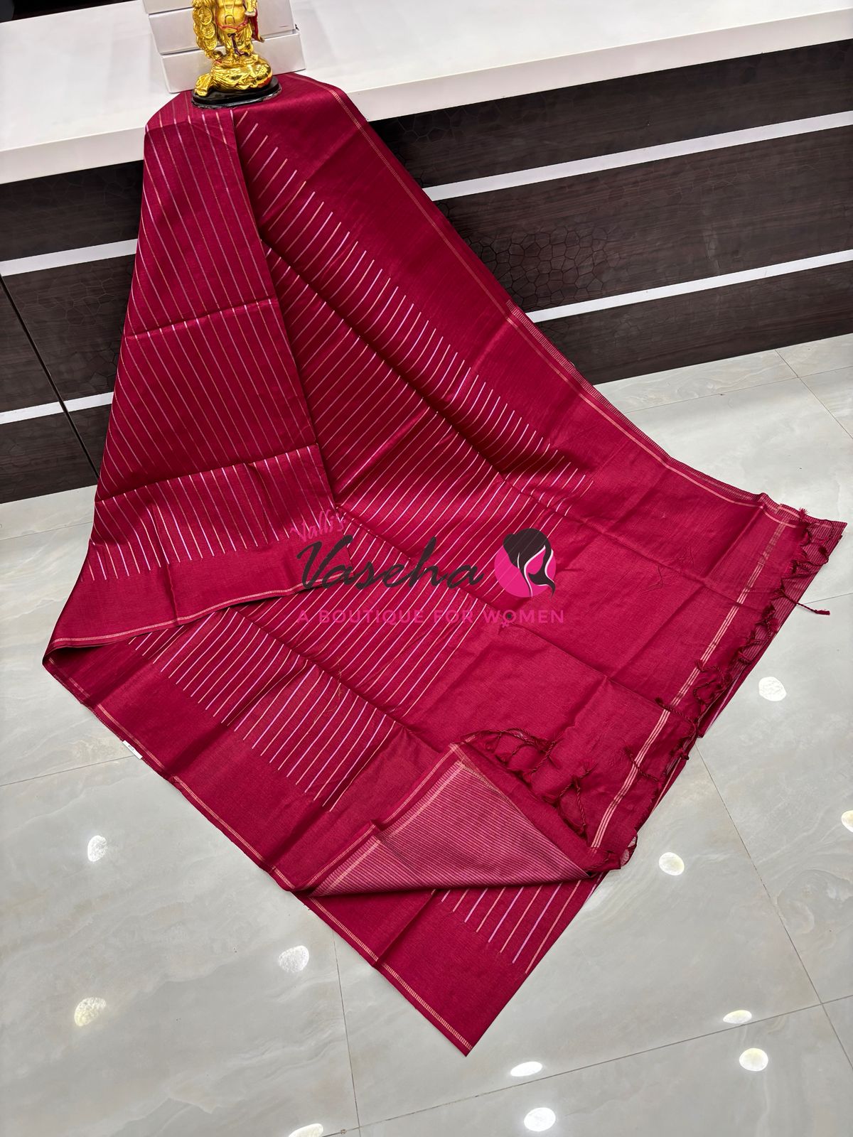 Semi Tussar Silk Saree | Pink Shade |VVSTS049