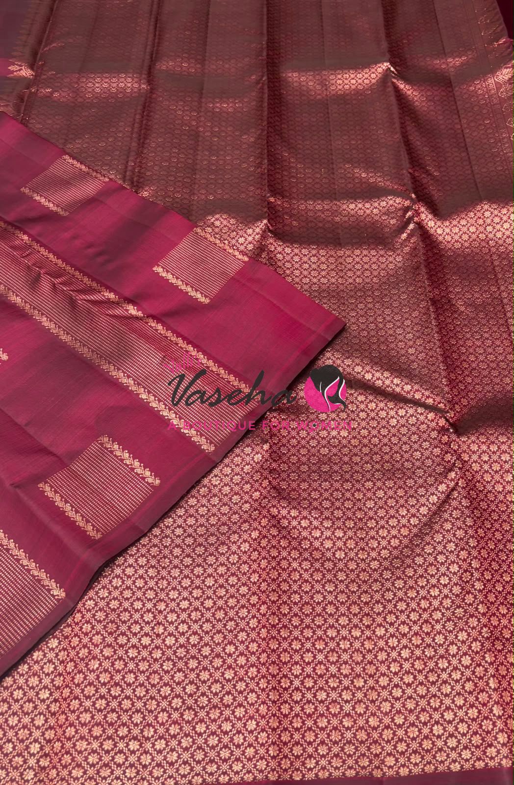 Pure Kanchipuram Silk Saree - Maroon Shade - VVPS054