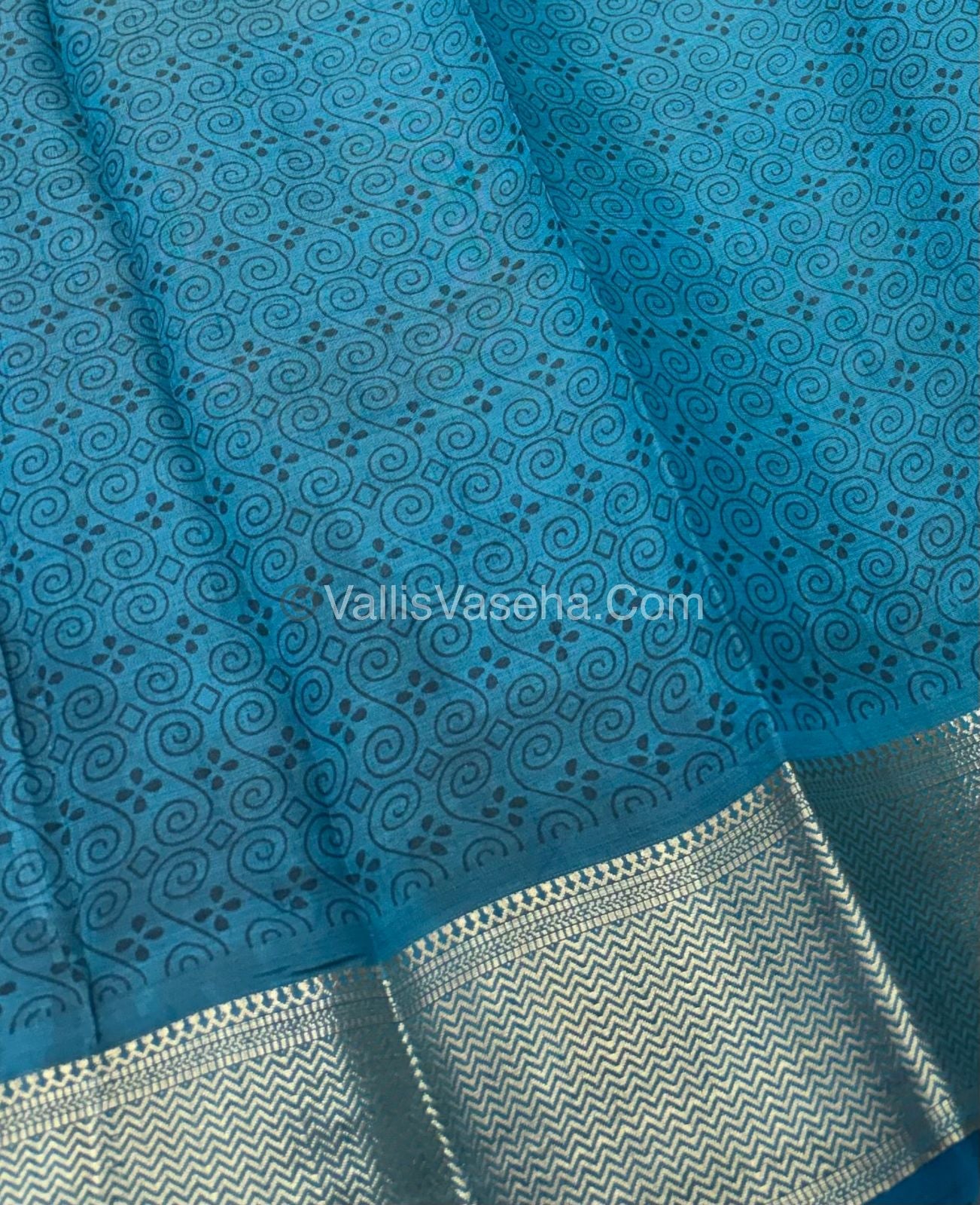 Semi Tussar Silk Saree - Ikkat / Pochampally Design - Blue Shade - VVSTS034