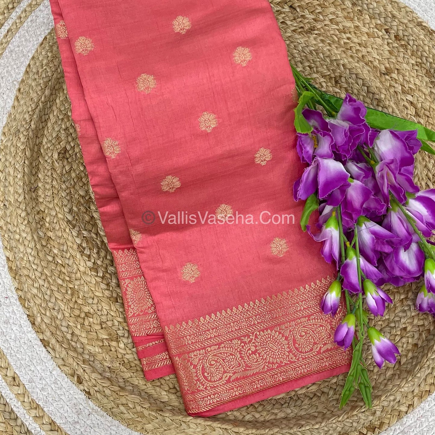Semi Tussar Silk Saree |Peach shade |VVSTS044