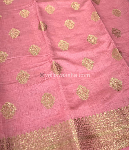 Semi Tussar Silk Saree - Light Peach Shade - VVSTS008