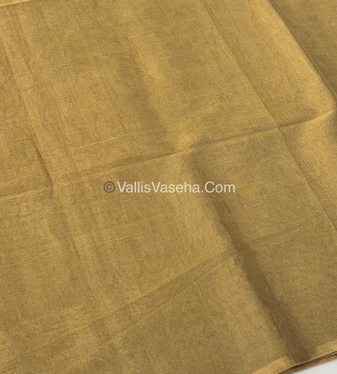 Pure Maheshwari Tissue Silk - Triple Tone Cream & Gold Shade - VVMTS001