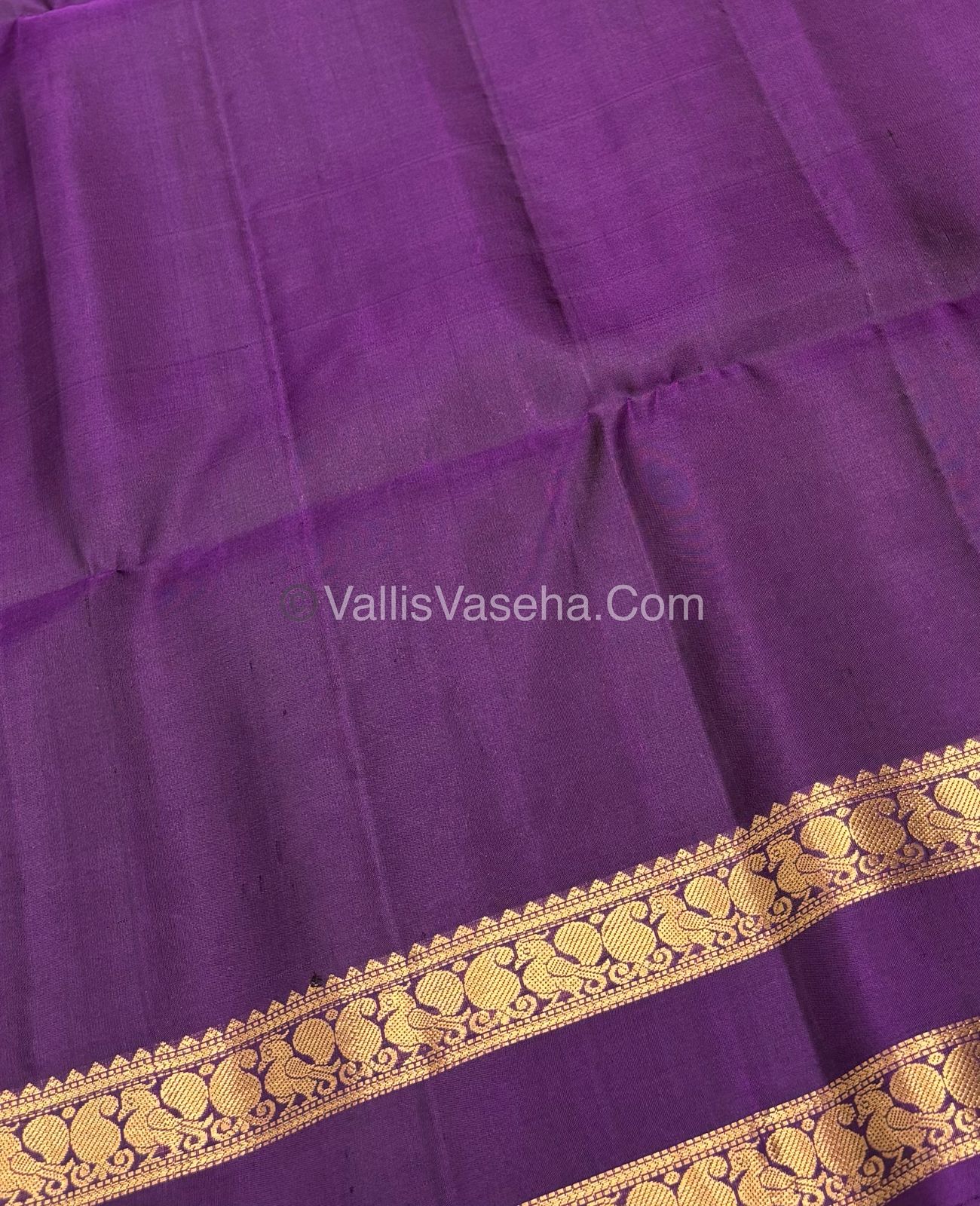 Pure Soft Silk Saree - Retta Petta Border - Rust Orange & Dark Purple Shade - VVPSS057