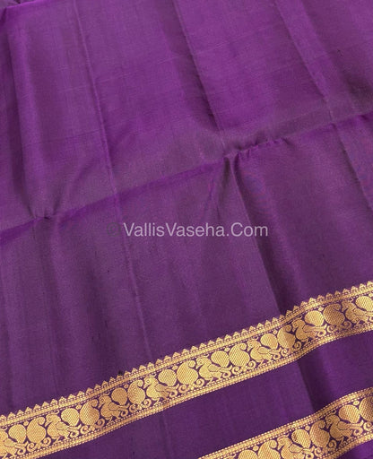 Pure Soft Silk Saree - Retta Petta Border - Rust Orange & Dark Purple Shade - VVPSS057