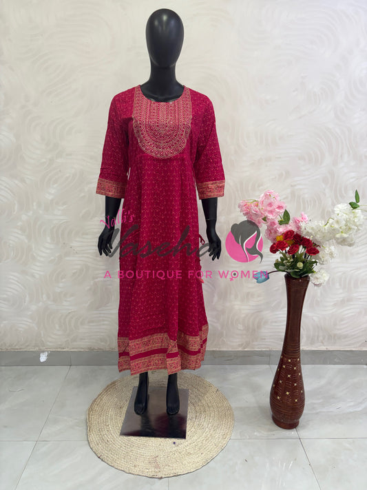 Ready Made - Anarkali - Long Gown - Pink Shade - VVRLG002