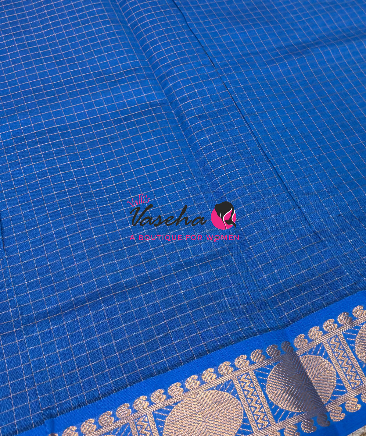 Semi Silk Cotton Saree - Checks Pattern - VVSSC019