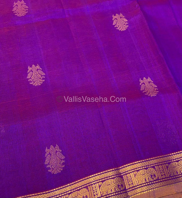 Pure Silk Cotton Saree - Retta Mayil Design - Purple Shade - VVRMS001