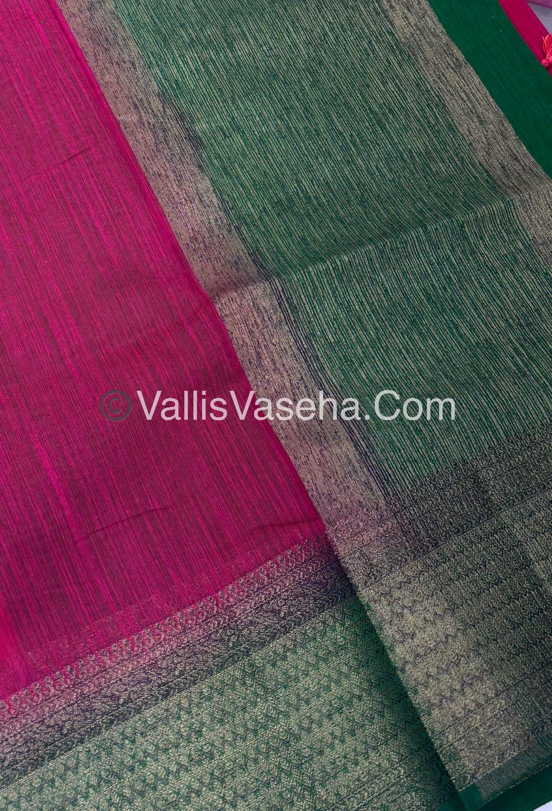 Bamboo Silk Saree - Pink With Green Shade - VVBSS003