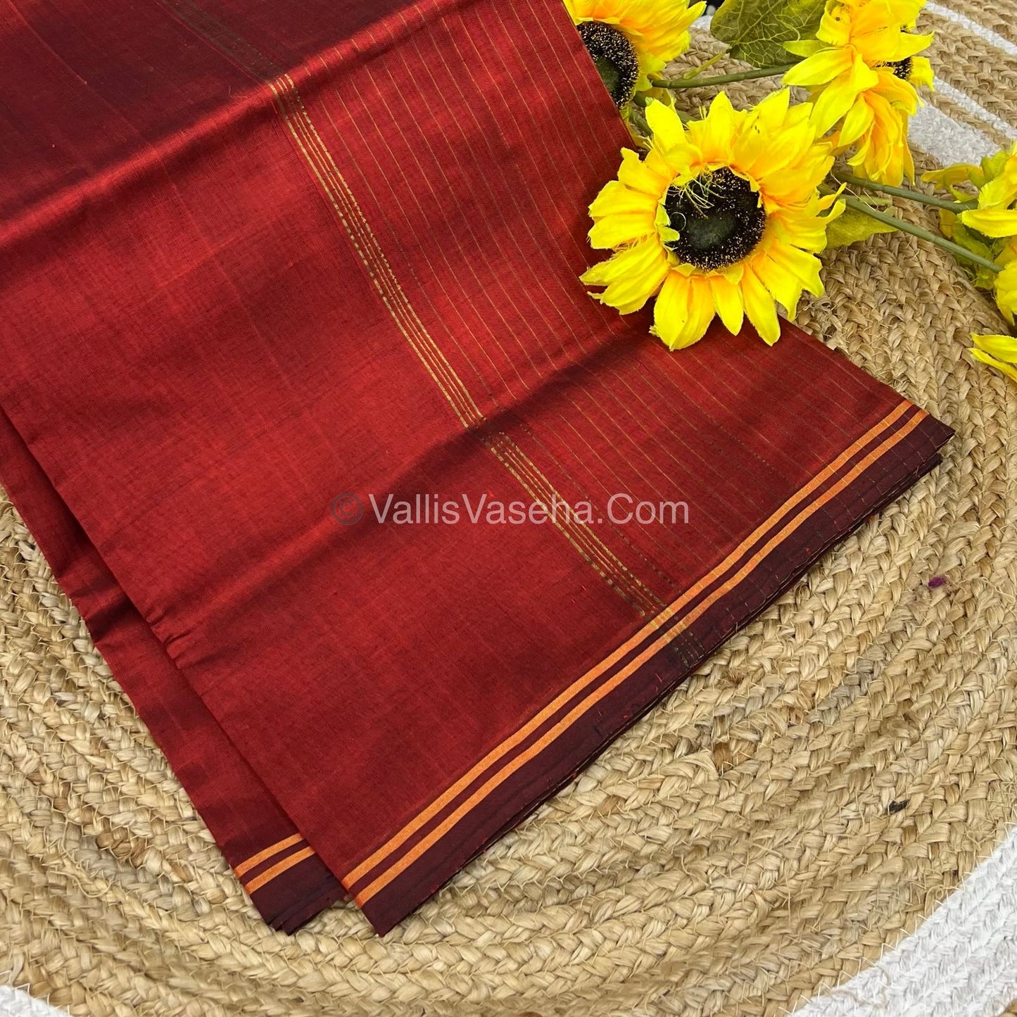 Pure Silk Cotton Sarees - Rust Orange Shade - VVPSC003