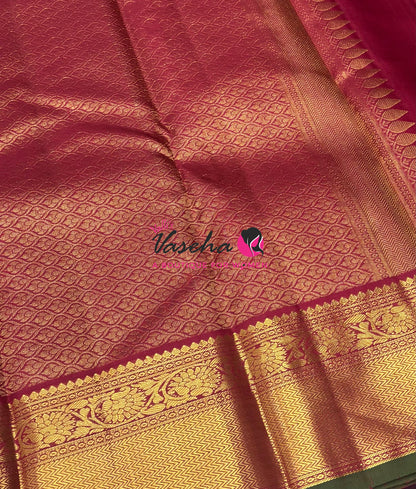 Pure Kanchipuram Bridal Silk Saree - Embossed Design - Maroon Sahde - VVPS023