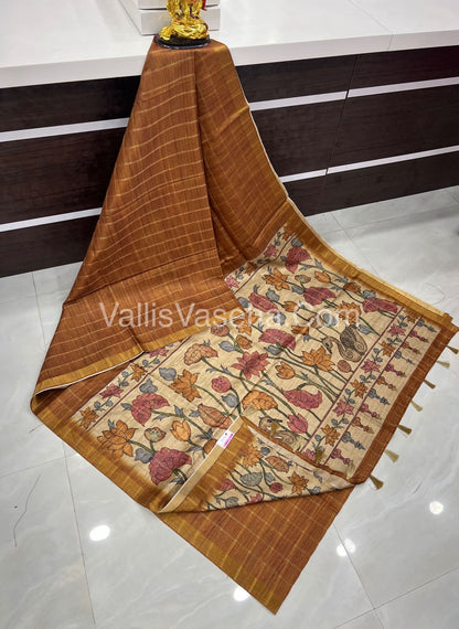 Semi Chanderi Saree - checks pattern - VVSCS004