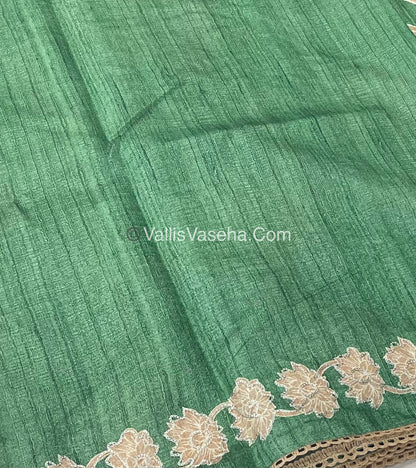 Semi Raw Silk with embroidery work - VVSRS001