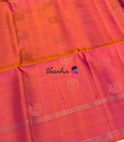 Pure Soft Silk Saree  - Peach & Dual Tone Green Combo - VVPSS136