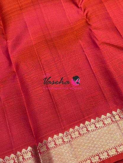 Pure Kanchipuram Silk Saree - Orange  Shade  - VVPS022