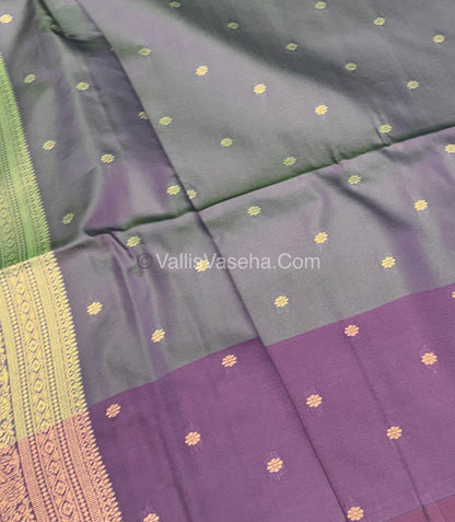 Semi Soft Silk - Green With Purple Shade -VVSSS032 - 9