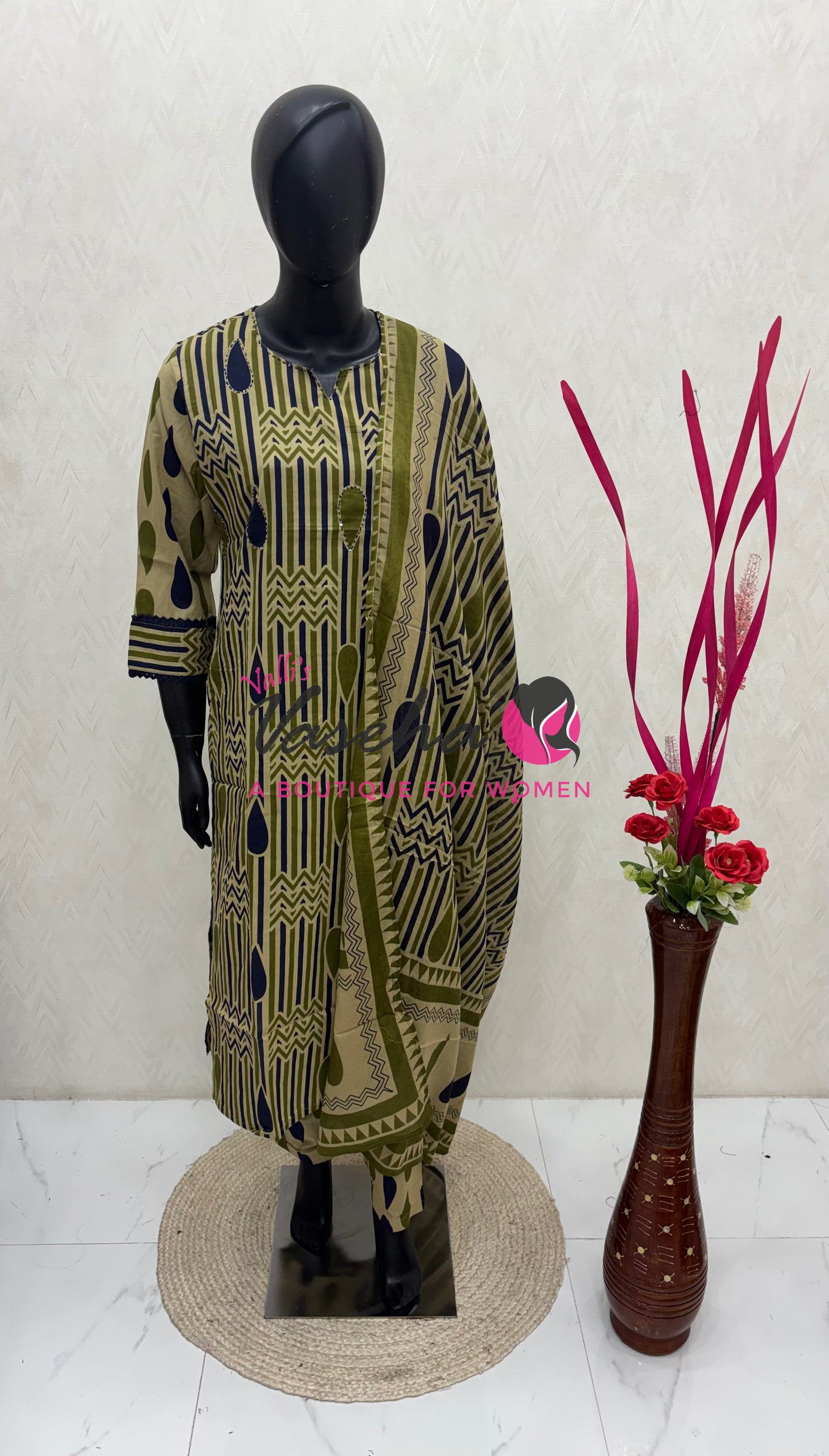 Ready Made | Straight Cut |Salwar, Kameez & Duppatta(3pc)|Cotton |VVRMS020