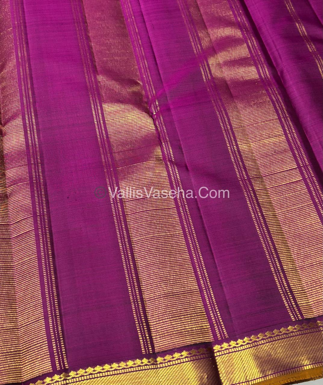 Pure Kanchipuram Silk Saree - Grey with Purple - VVPS031