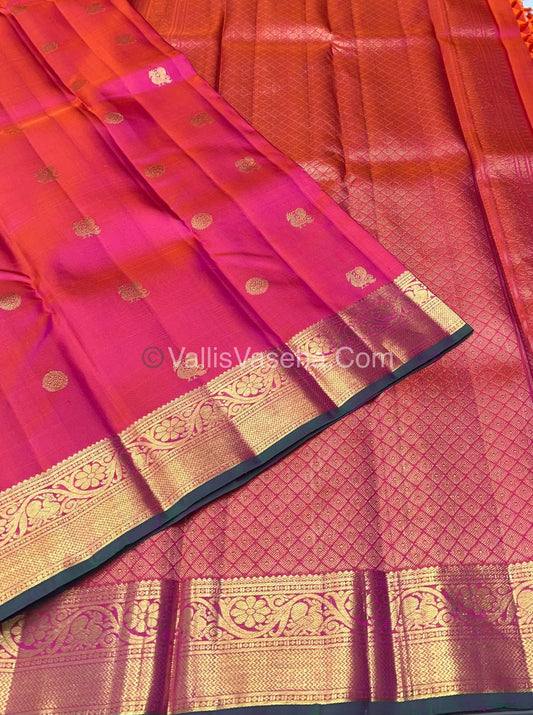 Pure Kanchipuram Silk Saree - Peachish Pink - VVPS011