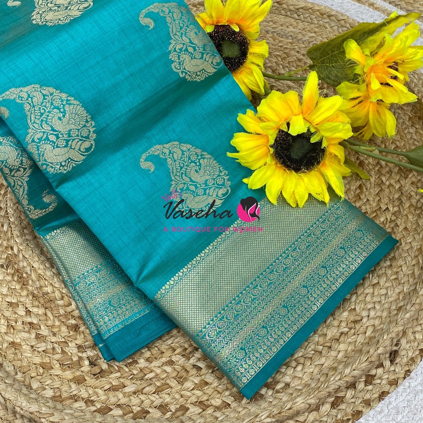 Semi Tussar Silk Saree | Blue Shade |VVSTS055