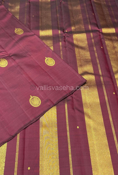 Pure Kanchipuram Silk Saree - Borderless - Kunkumam Merun Color - VVPS005