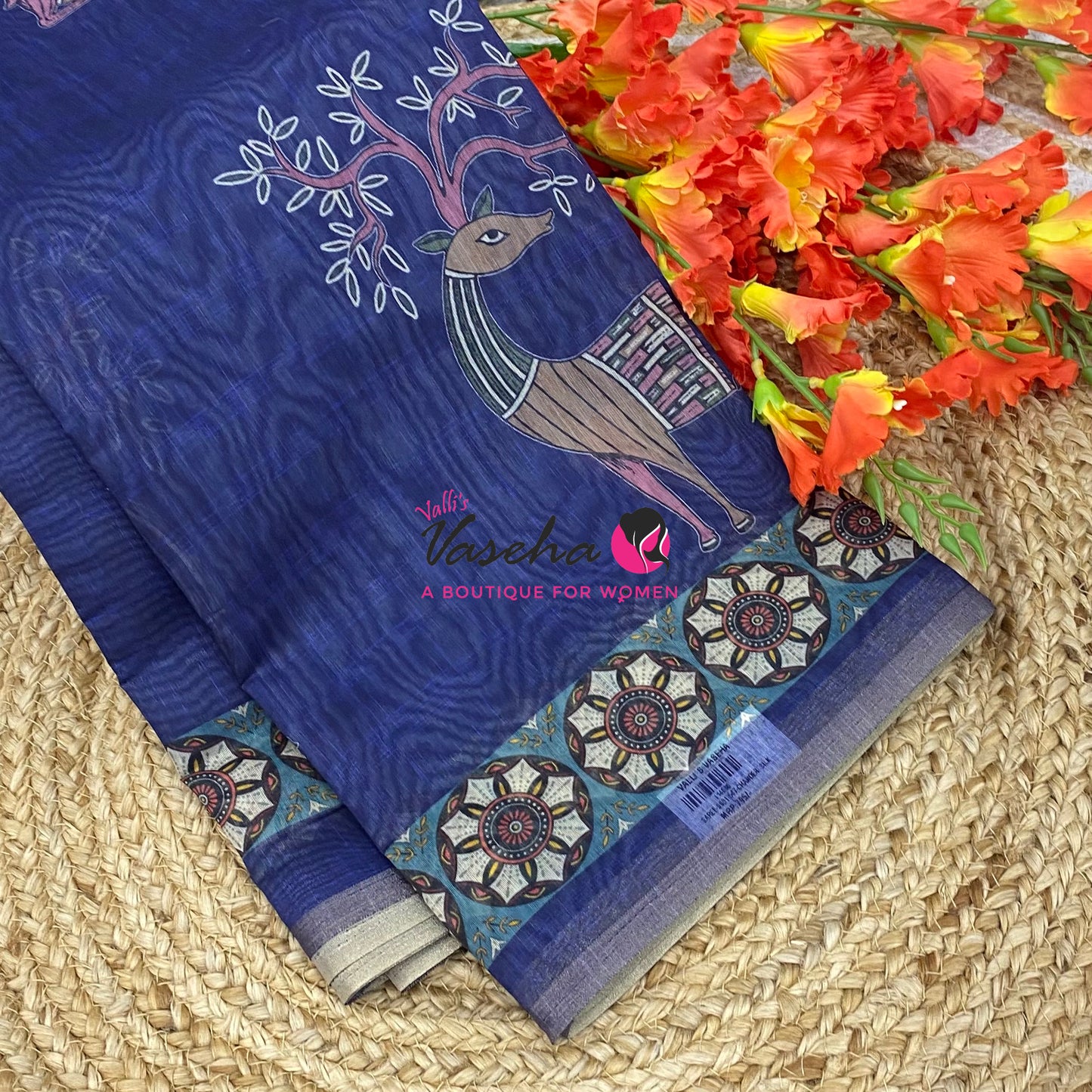 Semi Chanderi Saree - Blue Shade - VVSCS008