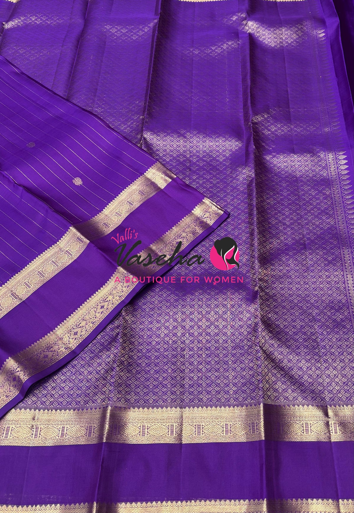 Pure Kanchipuram Silk Saree - Vairavoosi Design  - Purple Shade - VVPS096