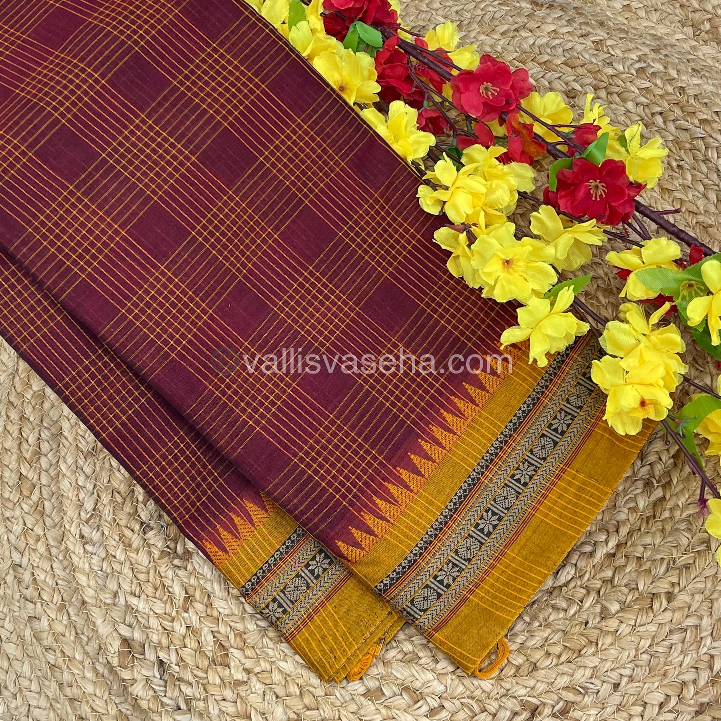 Narayanapet Mercerised Cotton Saree - All Over Checks Pattern-VVNMC001