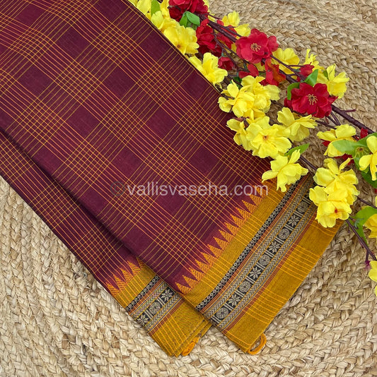 Narayanapet Mercerised Cotton Saree - All Over Checks Pattern-VVNMC001