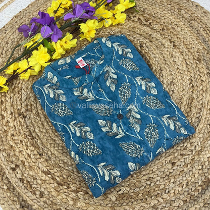 Slub Cotton -  Printed Kurti -  A - Line Cut - VVALK001
