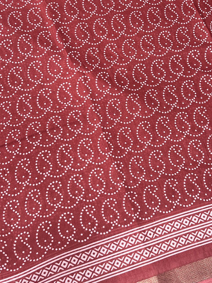 Casual Wear - Fancy Mixed Muslin Cotton - Merun Shade - VVFMC003