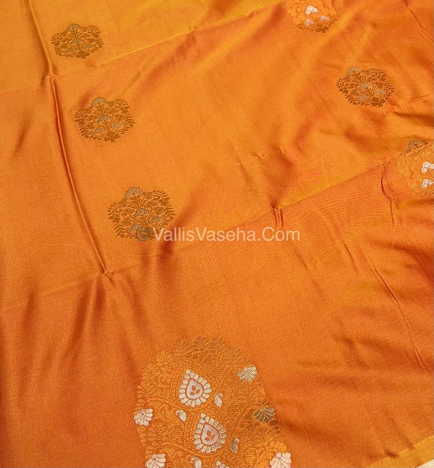Semi Soft Silk - Border Butta  - Rust Gold Shade -VVSSS010