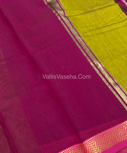 Fancy Mixed Cotton - Green With Pink Shade - VVFMC005