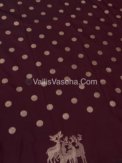 Semi Soft Silk - Deer Butta Border - Maroon Shade -VVSSS017