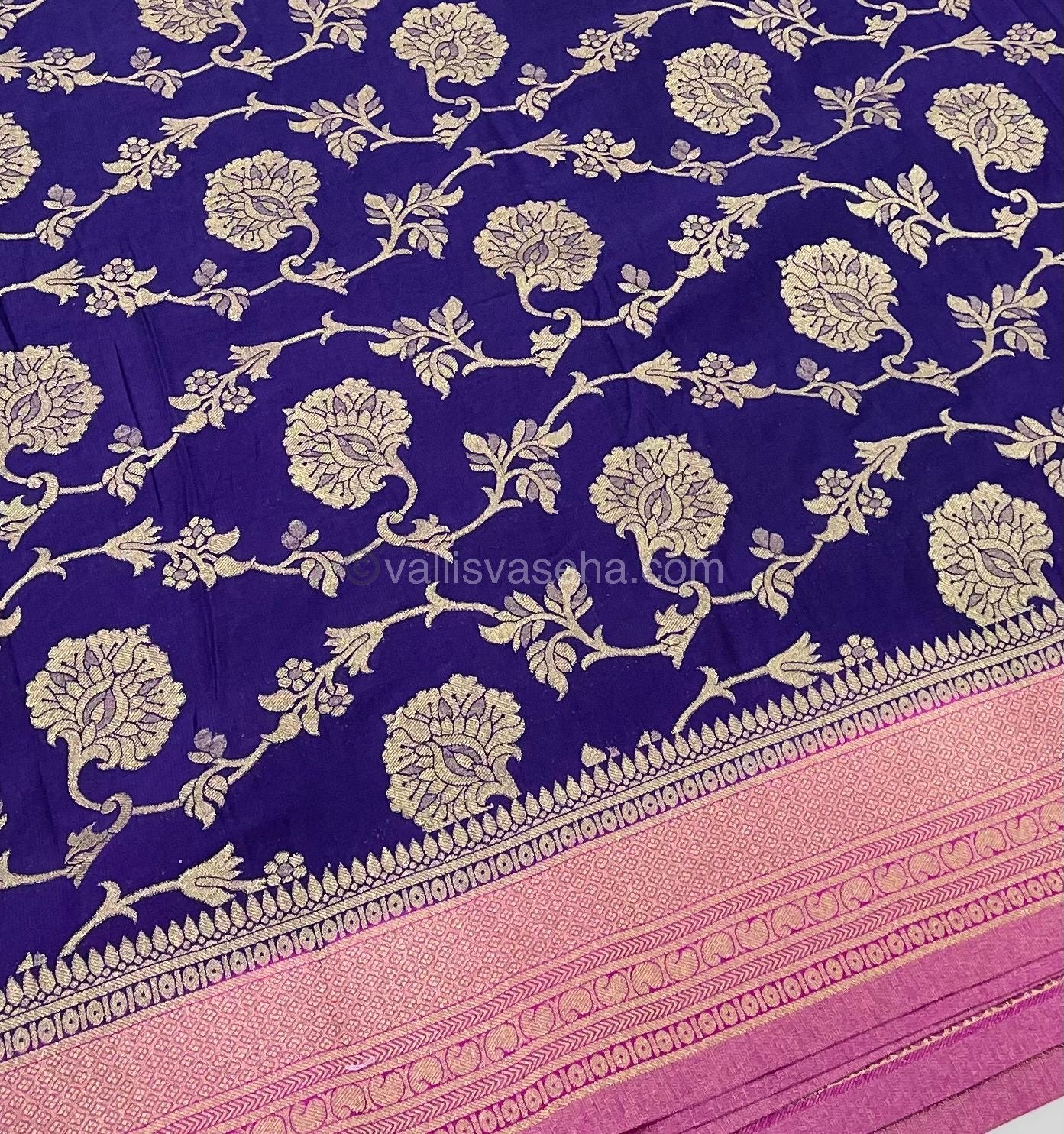 Banarasi - Premium Georgette Saree - Violetish Blue & Pink Combo-  VVPVG003