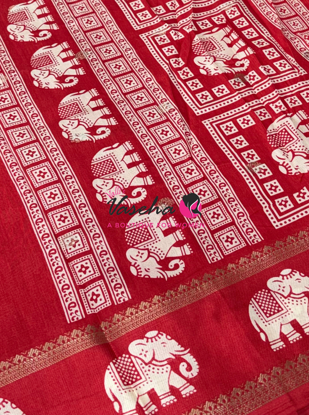 Casual Wear Sarees - Semi Binny / Semi Dola Silk - Red Shade - VVSDS007