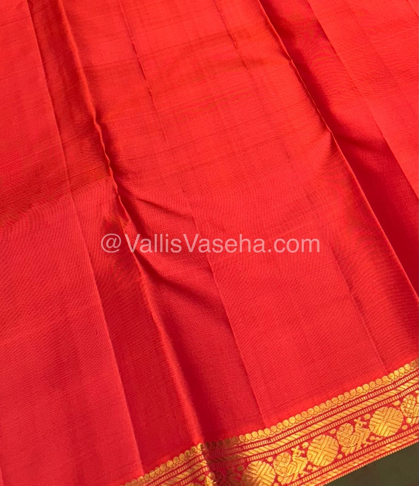 Pure Kanchipuram Silk Saree - Pink & Orange Combo - VVPS016