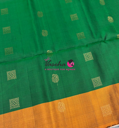 Pure Soft Silk Saree - Green & Yellow - VVPSS091