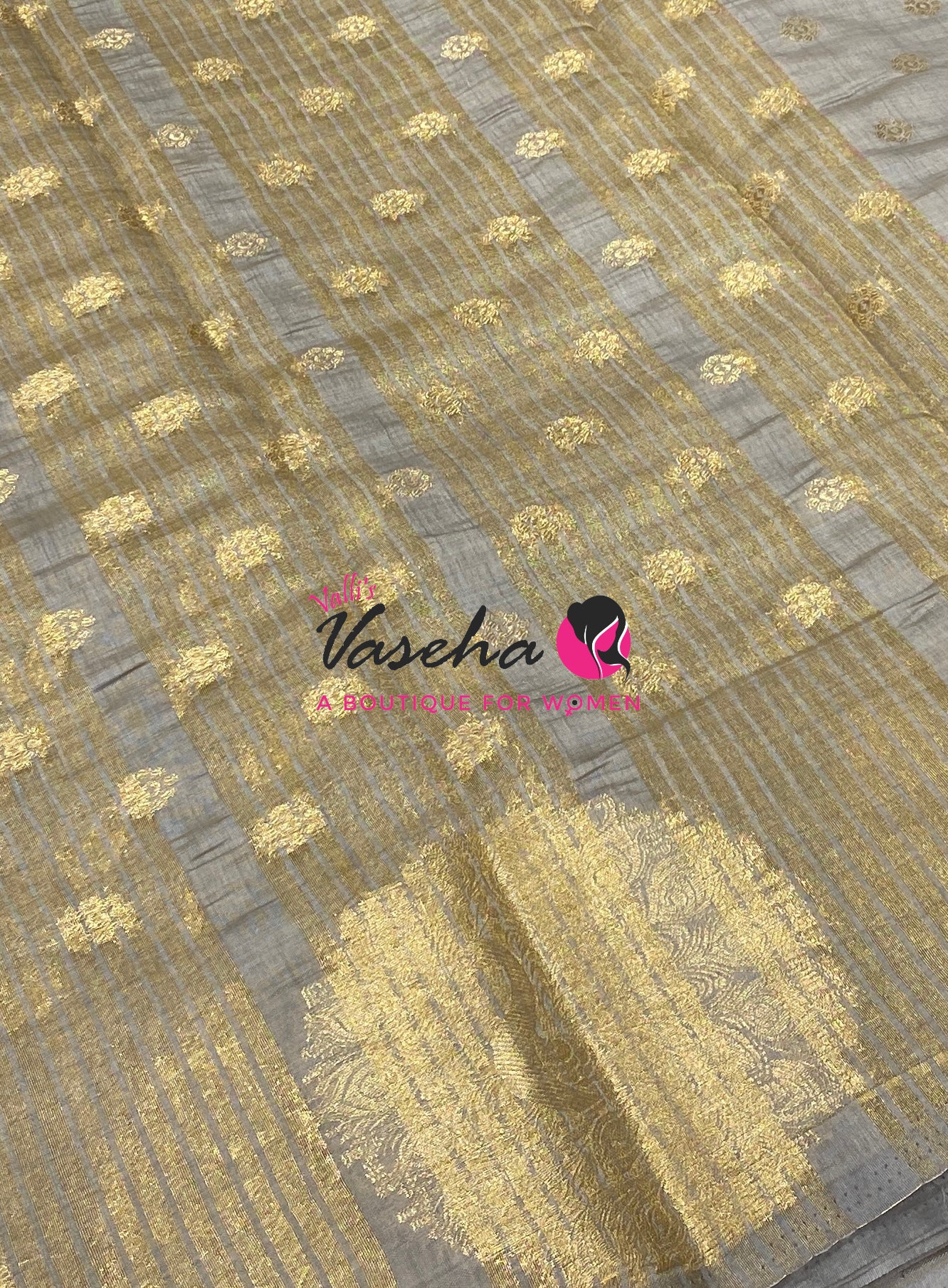 Semi Tussar Silk Saree | Grey Shade |VVSTS056